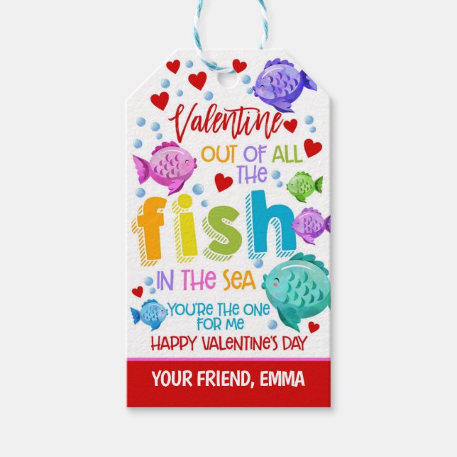 Fish Valentine Favor Tag Geschenkanhänger (Vorderseite)