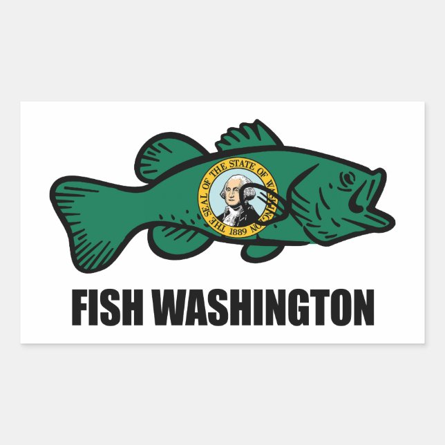 Fish Washington Staat Rechteckiger Aufkleber (Vorderseite)