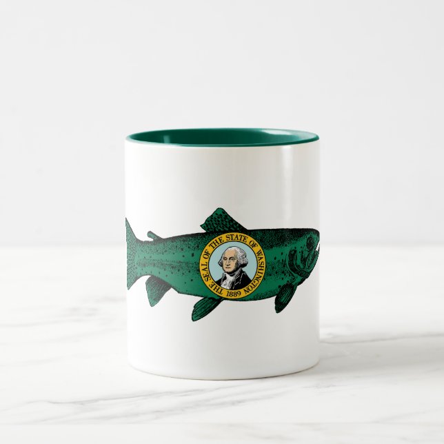 Fish Washington Staat Trout Zweifarbige Tasse (Mittel)