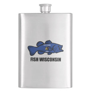 Fish Wisconsin Flag Flachmann