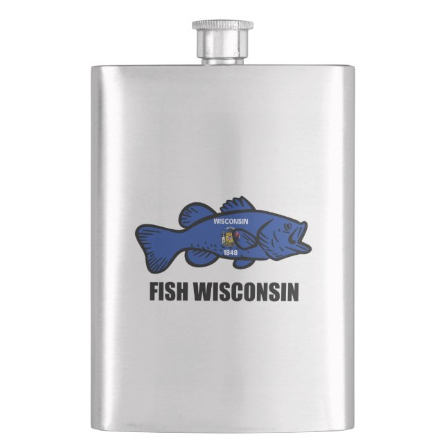 Fish Wisconsin Flag Flachmann (Vorderseite)