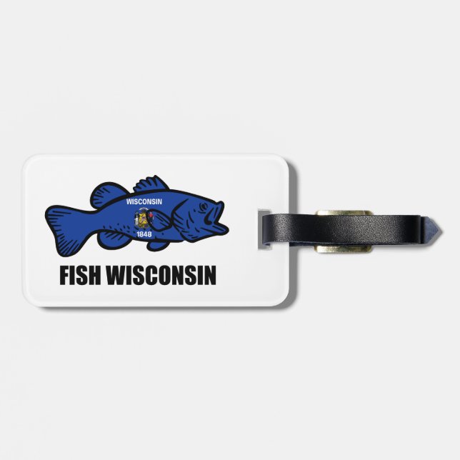 Fish Wisconsin Flag Gepäckanhänger (Rückseite horizontal)