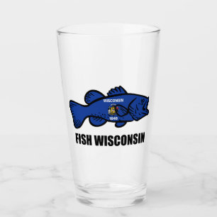 Fish Wisconsin Flag Glas