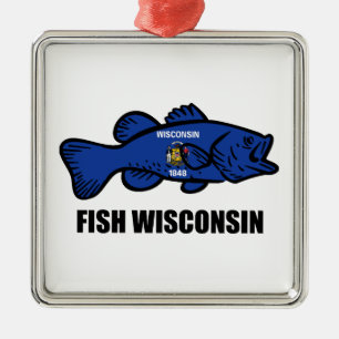 Fish Wisconsin Flag Ornament Aus Metall