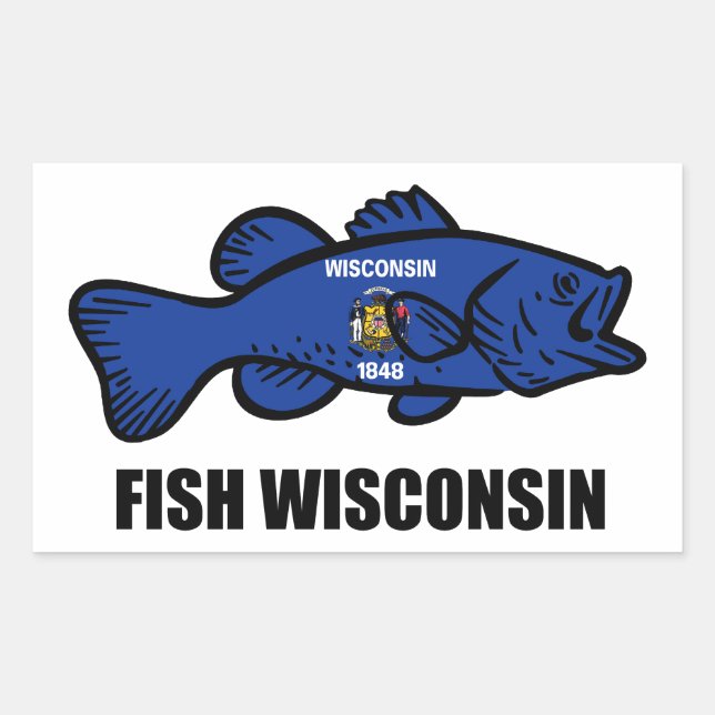 Fish Wisconsin Flag Rechteckiger Aufkleber (Vorderseite)