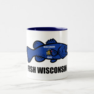 Fish Wisconsin Flag Zweifarbige Tasse