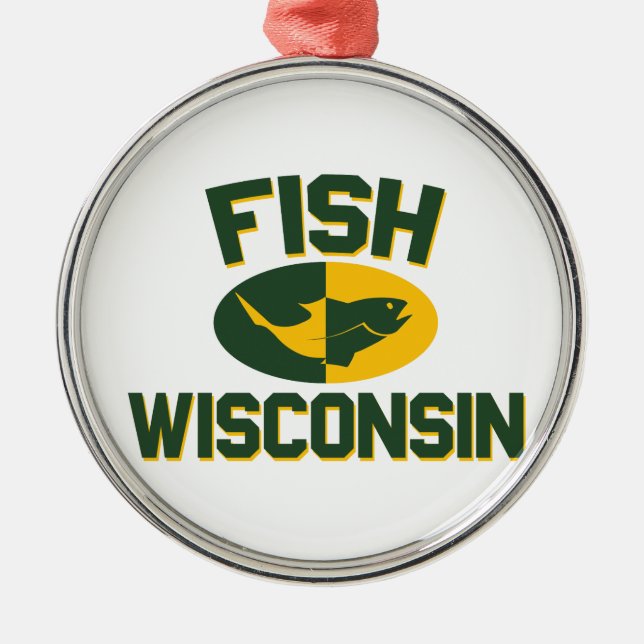 Fish Wisconsin Silbernes Ornament (Vorne)