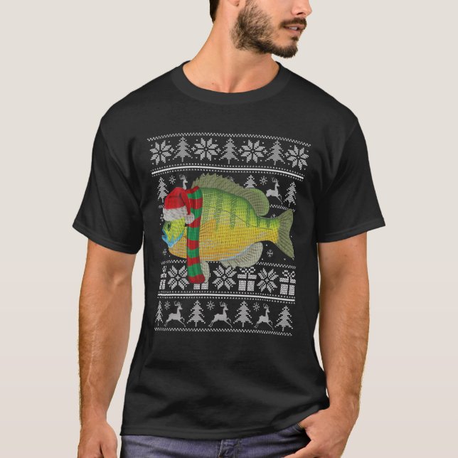 Fish Xmas Weihnachtsmannmütze Bluegill Ugly Weihna T-Shirt (Vorderseite)
