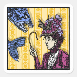 Fishaken - Pop Goth Nightmare Surreal Quadratischer Aufkleber