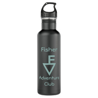 Fisher-Abenteuer-Verein - helles aquamarines Logo Edelstahlflasche