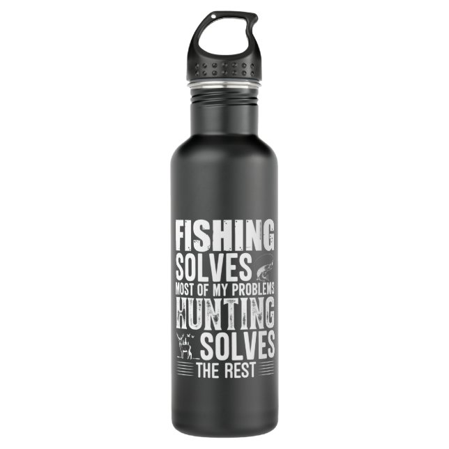 Fisher Fishing Solves Most Of My Problems Edelstahlflasche (Vorderseite)