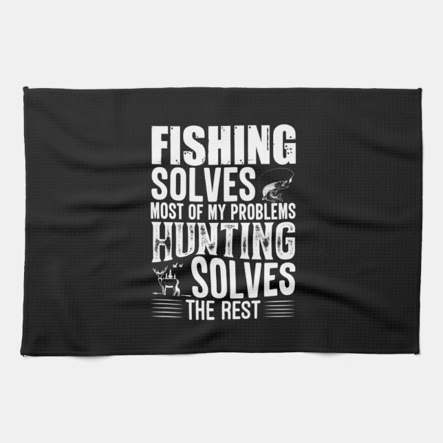 Fisher Fishing Solves Most Of My Problems Geschirrtuch (Horizontal)