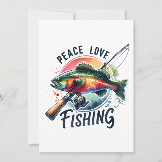 Fisher Geschenk Frieden Liebe Angeln Einladung (Vorderseite)