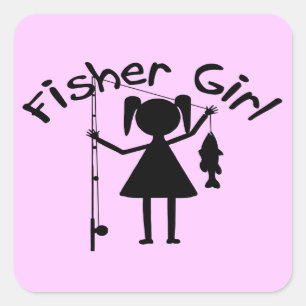 FISHER GIRL QUADRATISCHER AUFKLEBER