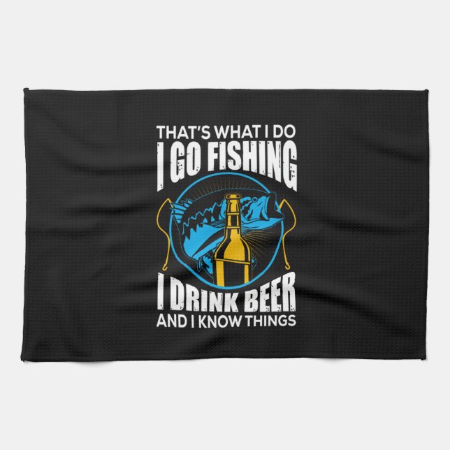 Fisher I go Fishing I Drink Bier Geschirrtuch (Horizontal)