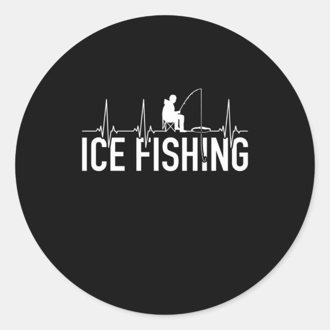 Fisher Ice Fishing Heartbeat Runder Aufkleber (Vorderseite)