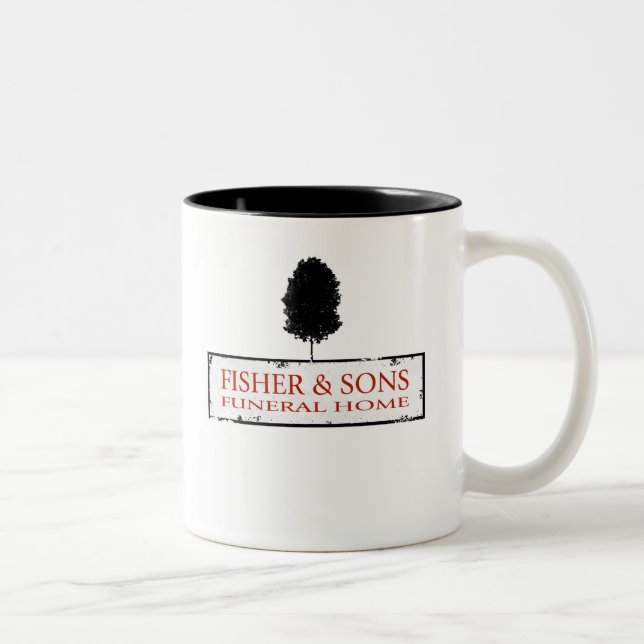Fisher- u. Sohn-Begräbnis-Zuhause Zweifarbige Tasse (Rechts)
