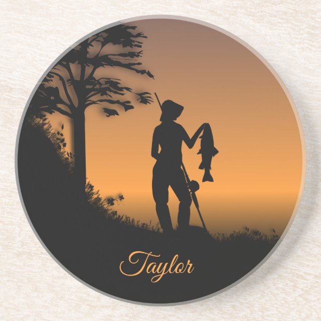 Fisher Woman bei Dusk Personal Getränkeuntersetzer (Vorne)