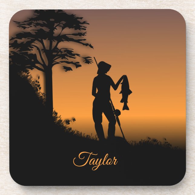 Fisher Woman bei Dusk Personal Getränkeuntersetzer (Vorderseite)