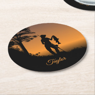 Fisher Woman bei Dusk Personal Runder Pappuntersetzer
