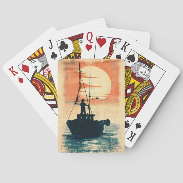 Fisherman (1) 1960er -Inspirierte Grafik Spielkarten (Rückseite)