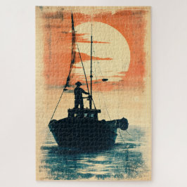 Fisherman (1) Inspirierte Grafik der 60er Jahre Puzzle