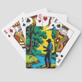 Fisherman auf Riverbank Spielkarten