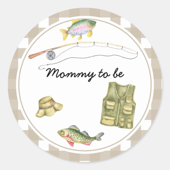 Fisherman Baby Shower - Mommy to be Runder Aufkleber (Vorderseite)
