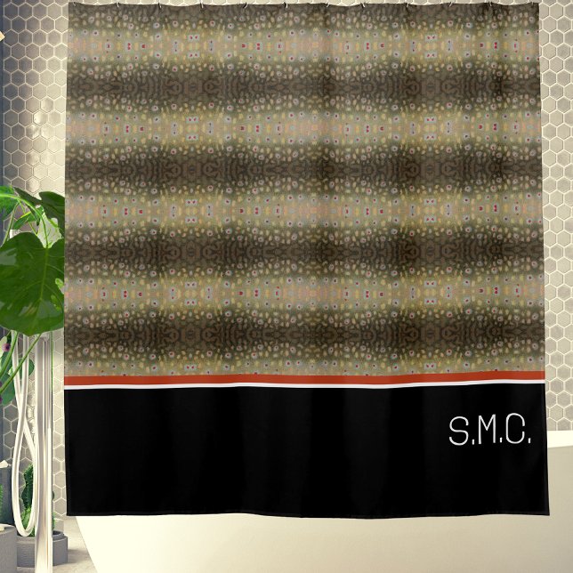 Fisherman Brook Trout Fisch Olive Schwarz-weiß Rus Duschvorhang (Von Creator hochgeladen)