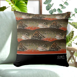 Fisherman Brook Trout Fish Design Schwarz-weiß Rus Kissen