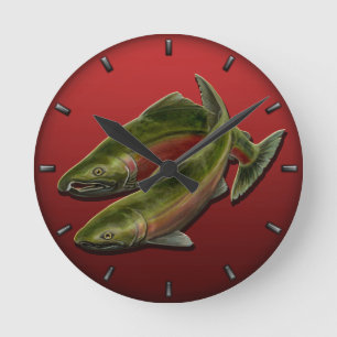 Fisherman Clock Coho Salmon Fish Wall Clocks Gifts Runde Wanduhr