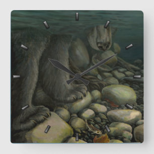 Fisherman Clock Fishing Bear Wall Clocks Gifts Quadratische Wanduhr