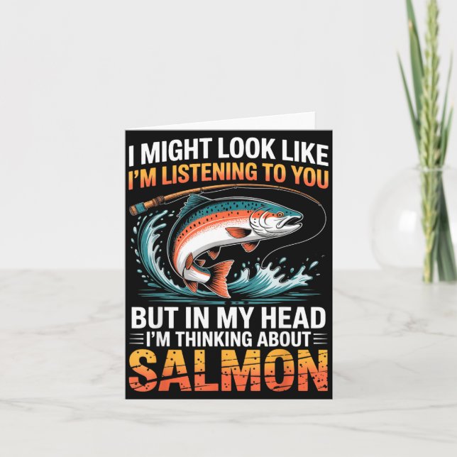 Fisherman Fish Angler Thinking About Salmon Fishin Karte (Vorderseite)