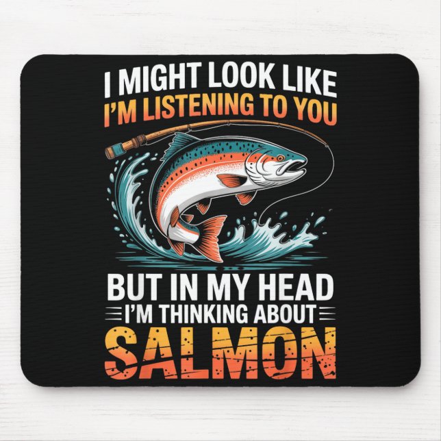 Fisherman Fish Angler Thinking About Salmon Fishin Mousepad (Vorne)