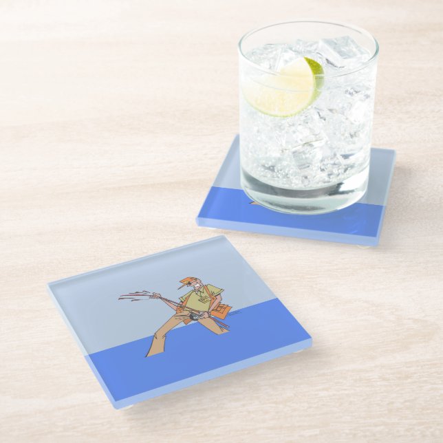 Fisherman glass-Untersetzer Glasuntersetzer (Schrägansicht)