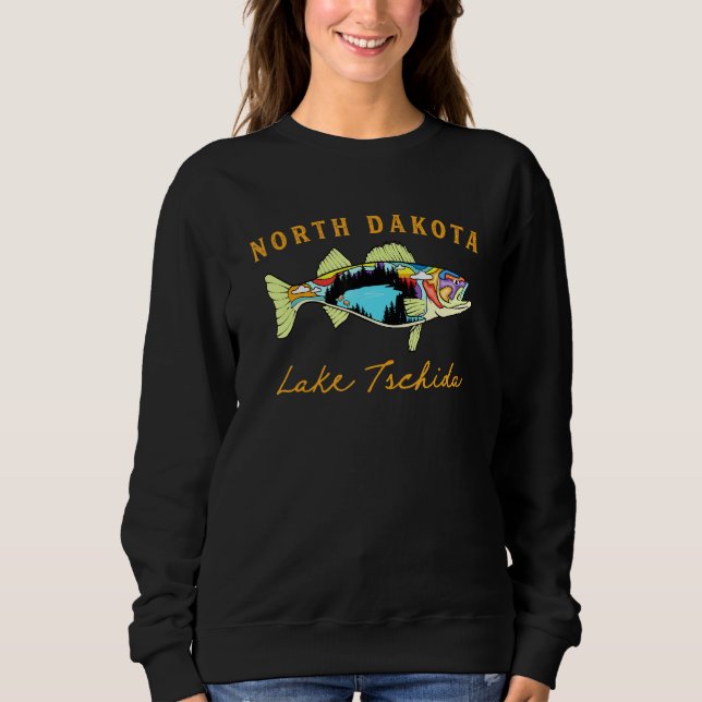 Fisherman North Dakota Lake Tschida Fisher Walleye Sweatshirt (Vorderseite)