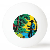 Fisherman on Riverbank Ping Pong Ball
