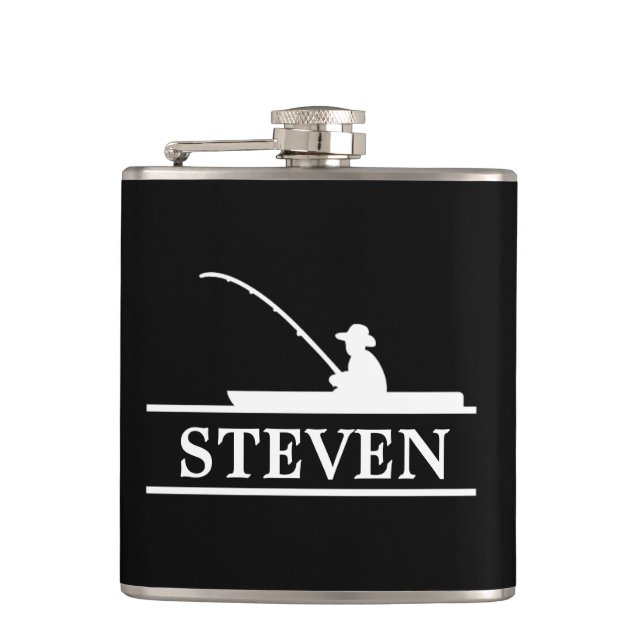 Fisherman Personalisiert Vinyl Wrapped Flask Flachmann (Vorderseite)