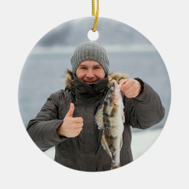 Fisherman Photo In Loving Memory Memorial Keepsake Keramik Ornament (Vorne)