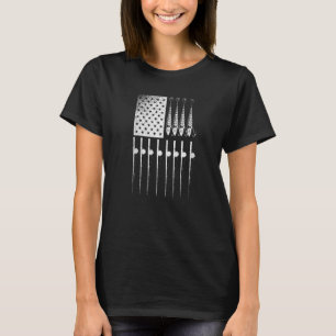 Fisherman Pride Us Flag Hook Proud Fisherman T-Shirt