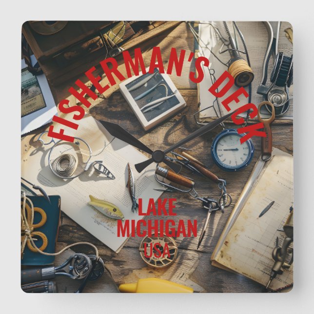 Fisherman’s Deck  Quadratische Wanduhr (Vorderseite)
