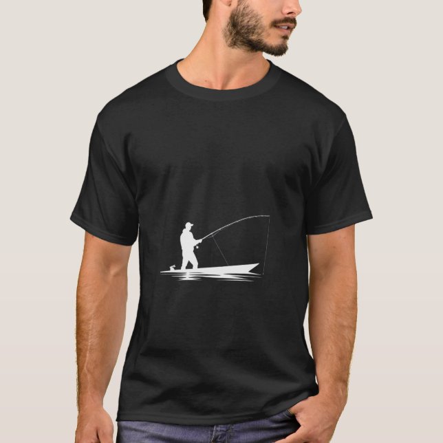 Fisherman Silhouette Boat Fishing T-Shirt (Vorderseite)
