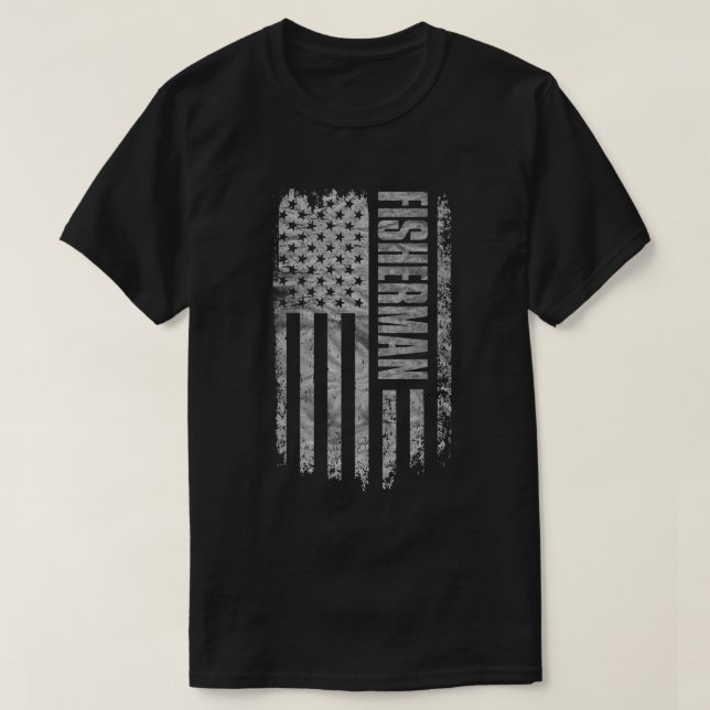 Fisherman USA Flag Distressed design T-Shirt (Design vorne)