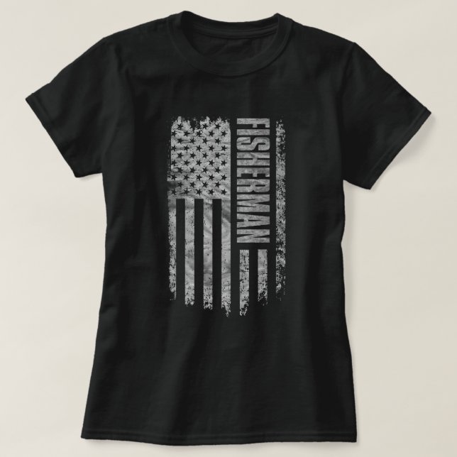 Fisherman USA Flag Distressed design T-Shirt (Design vorne)