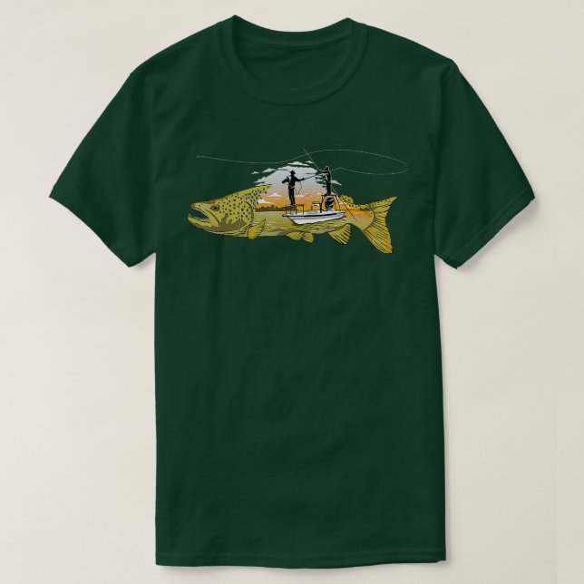 Fisherman Vintag Lachs Fischen T-Shirt (Design vorne)