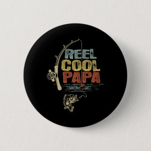 Fisherman Vintag Reel Cool Papa Button