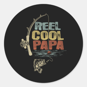 Fisherman Vintag Reel Cool Papa Runder Aufkleber