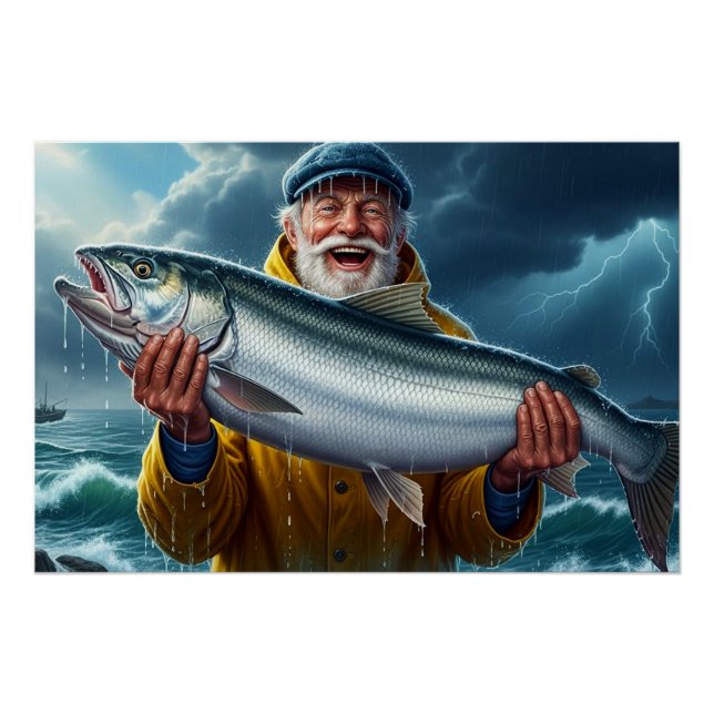 Fisherman's Big Fish Catch Ocean  Poster (Vorderseite)