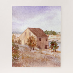 Fisherman's House Norwegen Coast Watercolor Puzzle