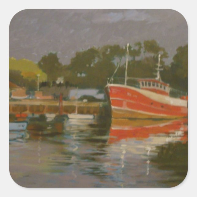 Fisherman's Quay Salcombe 2 Quadratischer Aufkleber (Vorderseite)